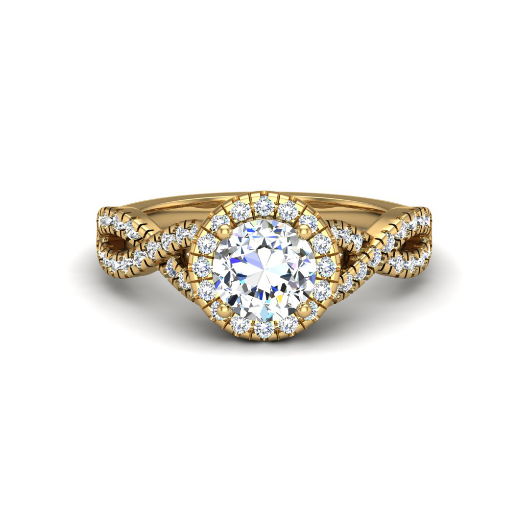 Zoey Twist style Halo Engagement Ring